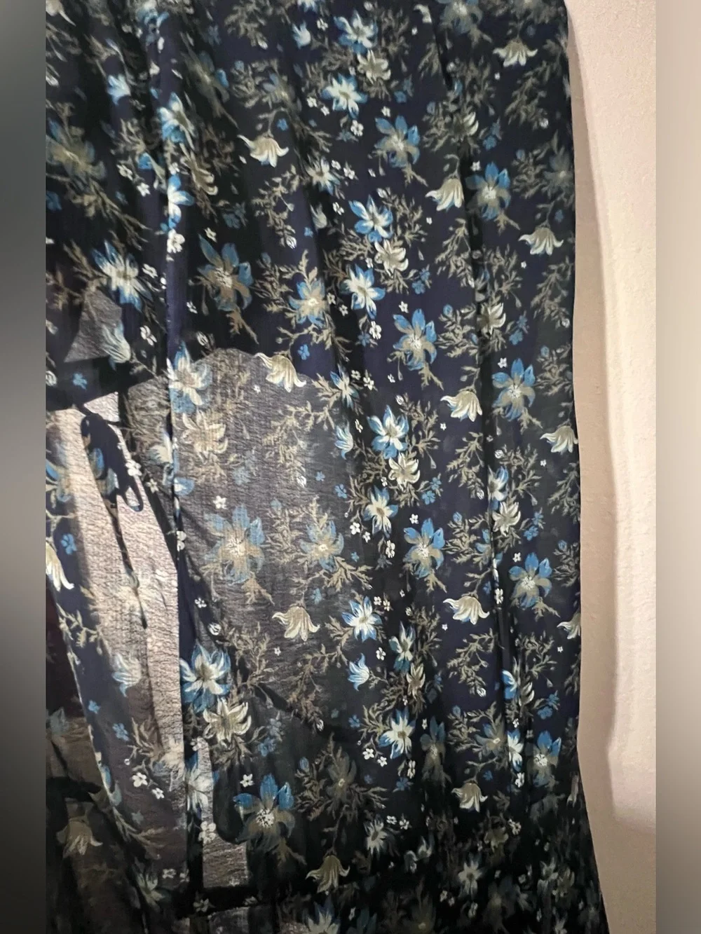 Free People Navy Floral Side-Slit Maxi Skirt